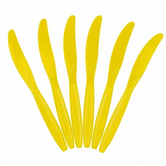 JAM Paper Plastic Knives, Yellow, 48 Disposable Knives/Pack