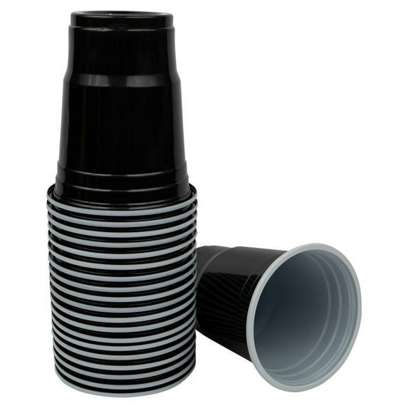 JAM Paper Plastic Party Cups, Black, 12 oz, 20/Pack