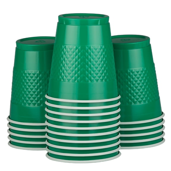 JAM Paper Plastic Party Cups, Green, 12 oz, 20/Pack