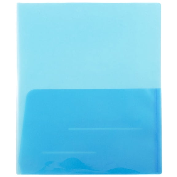 JAM Paper Plastic Regular Weight Two Pocket Presentation Folder, Blue, 108/pack