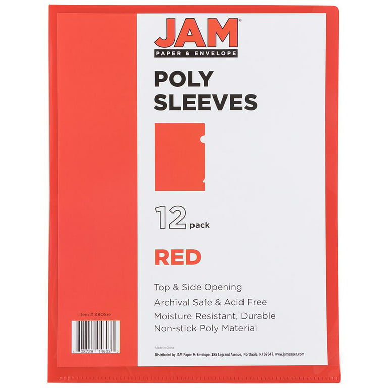 JAM Paper Plastic Sleeves 9 x 12 Assorted Colors 12/Pack