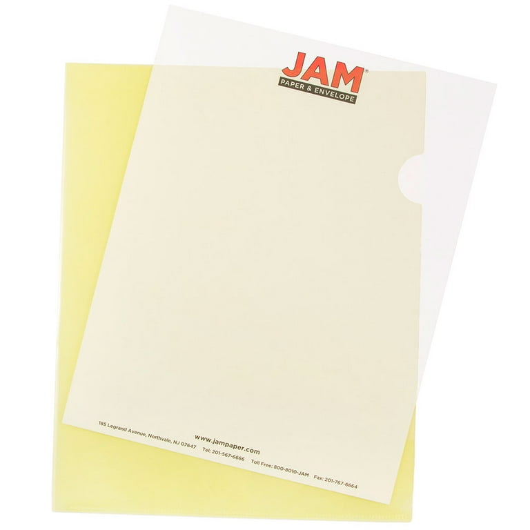 JAM Paper Plastic Sleeves, 9 x 11 1/2, Yellow, 12/Pack