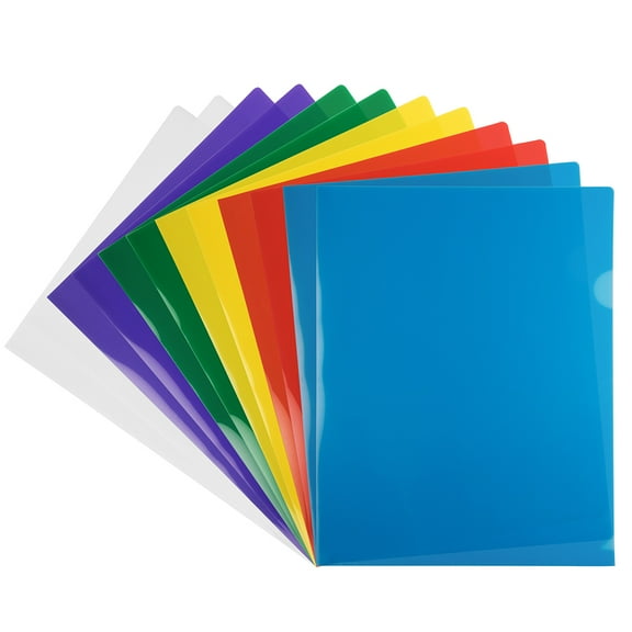 JAM Paper Plastic Sleeves, Letter Size, 9 x 11 1/2, Assorted Color Project Pockets, 12 Page Protectors/Pack