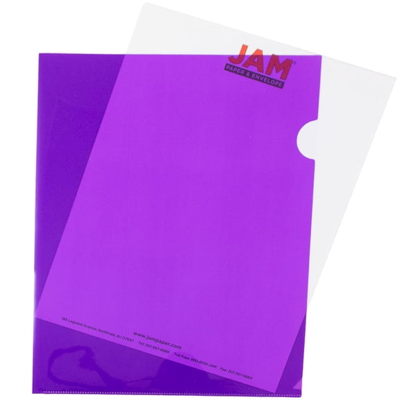 JAM Paper Plastic Sleeves, Letter Size, 9 x 11 1/2, Purple Project Pockets, 120 Bulk Page Protectors/Pack