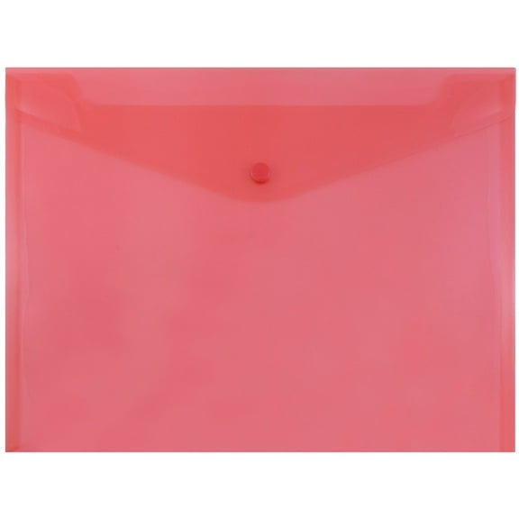 JAM Paper Plastic Snap Envelopes, 9.8x13, 12/Pack, Red