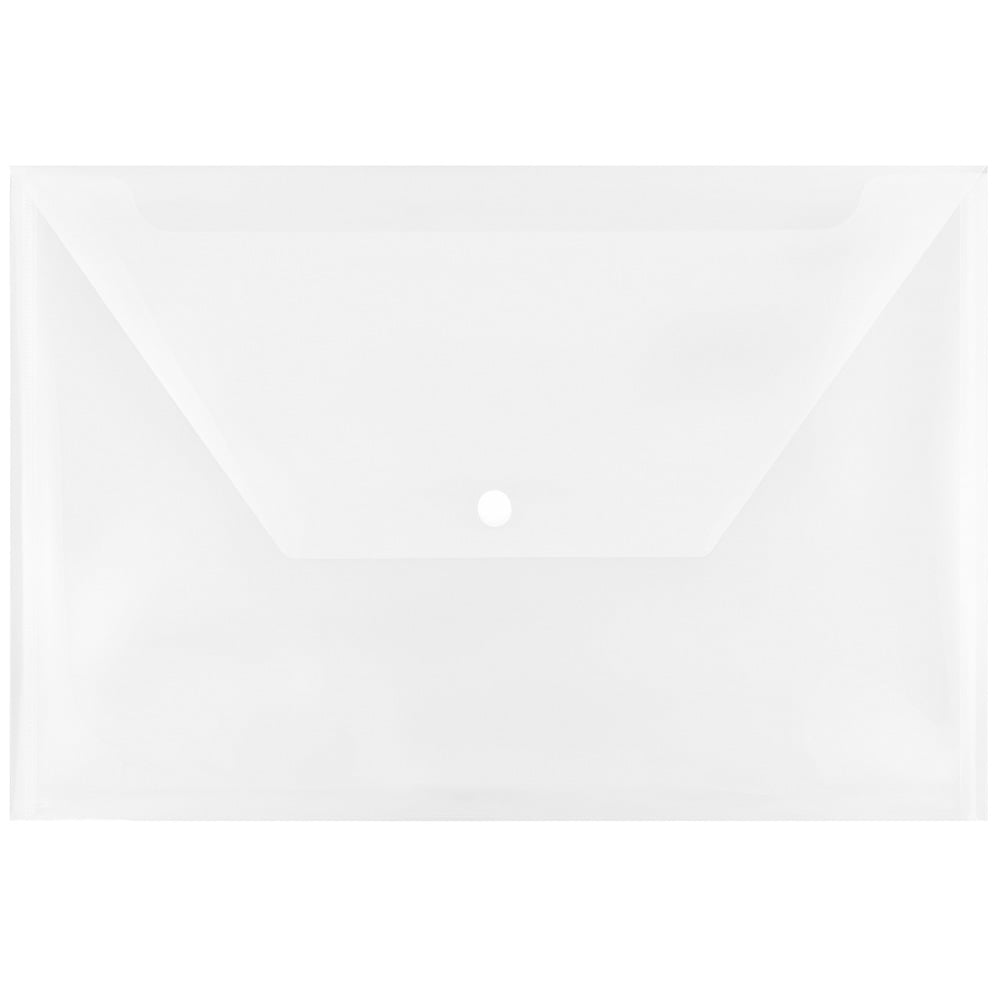 JAM Paper Plastic Snap Envelopes, 9.8x14.5, 12 per Pack, Clear