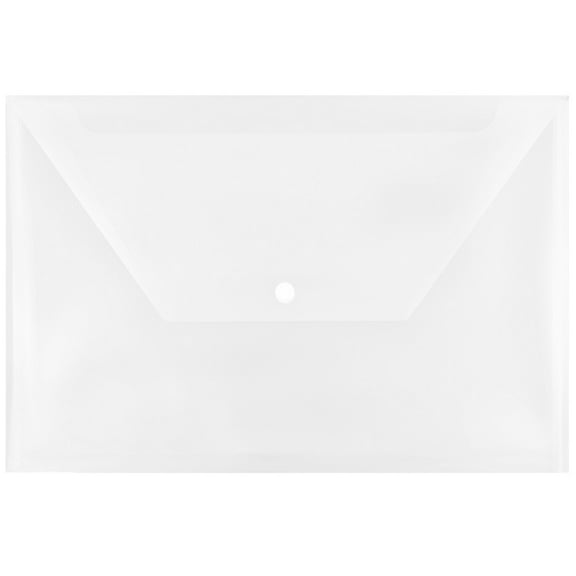 JAM Paper Plastic Snap Envelopes, 9.8x14.5, 12 per Pack, Clear