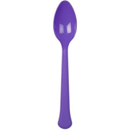 JAM Paper Plastic Spoons, Bright Purple, 50 Disposable Spoons/Pack
