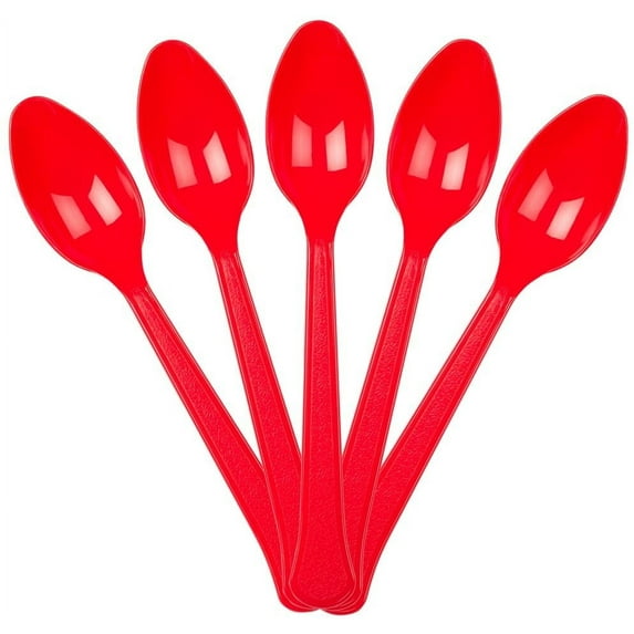 JAM Paper Plastic Spoons, Red, 48 Disposable Spoons/Pack