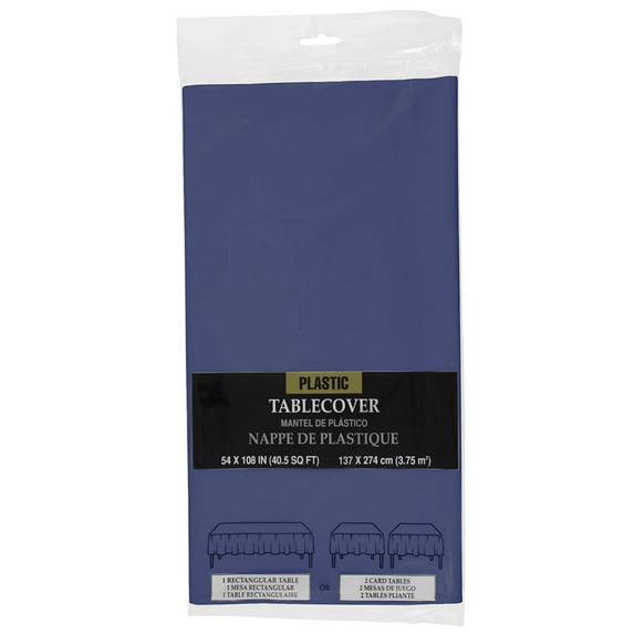 JAM Paper Plastic Table Cover, Blue Tablecloth, 1/Pack