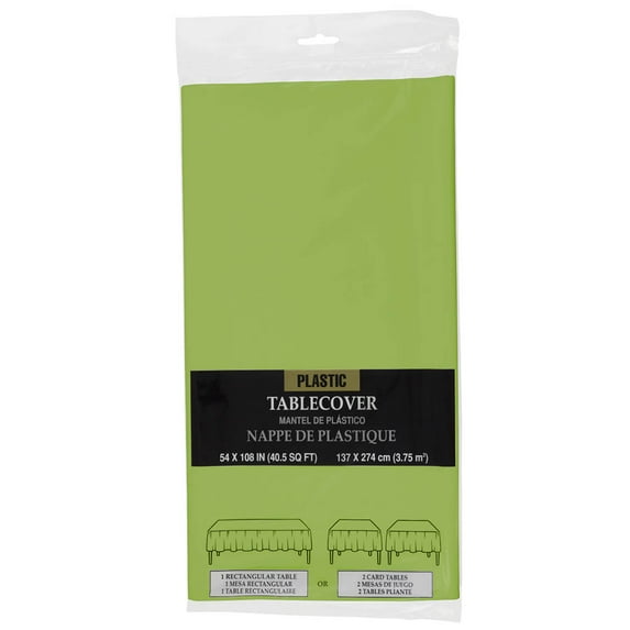 JAM Paper Plastic Table Cover, Lime Green Tablecloth, 1/Pack