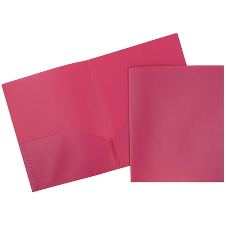 JAM Paper Plastic Two Pocket POP Folders, 96 pack, Fuchsia Pink