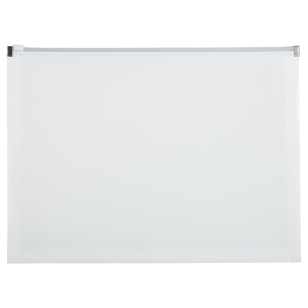 JAM PAPER & ENVELOPE JAM Paper Plastic Zip Closure Envelopes, 9 3/4x13, White, 12/Pack
