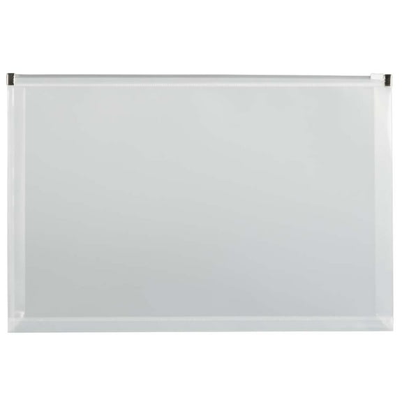 JAM Paper Plastic Zip Envelopes, 9 1/2 x 14 1/2, Clear, 12 per Pack