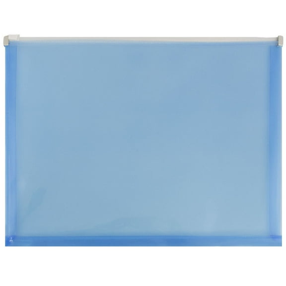 JAM Paper Plastic Zip Envelopes, 9 3/4 x 13, Blue, 12/Pack