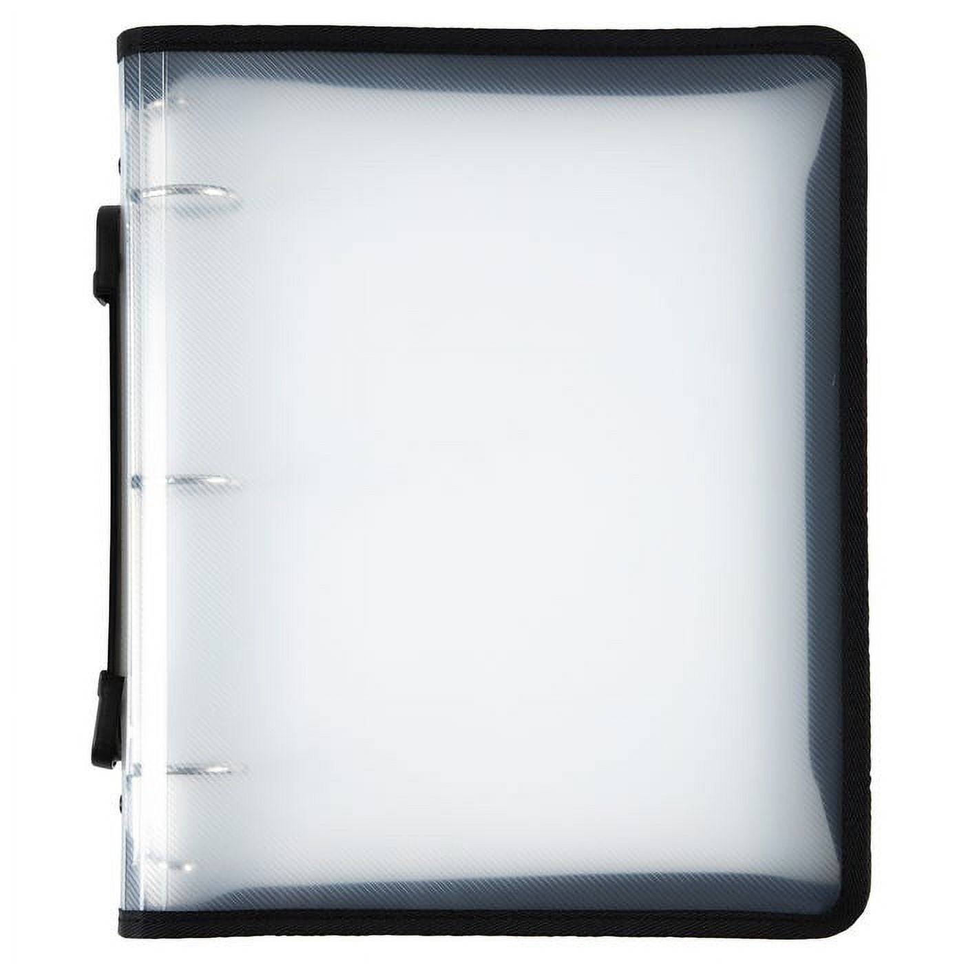 JAM Paper Plastic Zipper Binders, 11.5 x 10.25 x 1.5 inches, Clear, 1 Pack