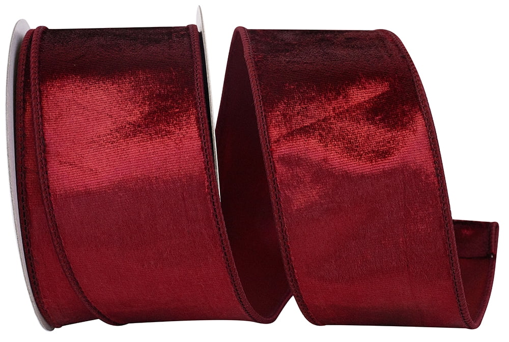 JAM Paper Plush Velvet Elite Wired Edge Ribbon, Ruby, 2.5in x 10yd, 1 ...