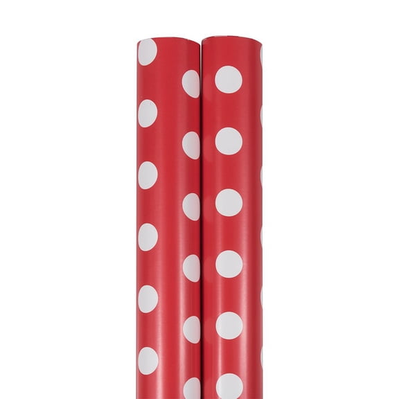 JAM Paper Polka Dot Multi-color Paper Gift Wrap Papers, (2 Rolls) 25 sq ft.