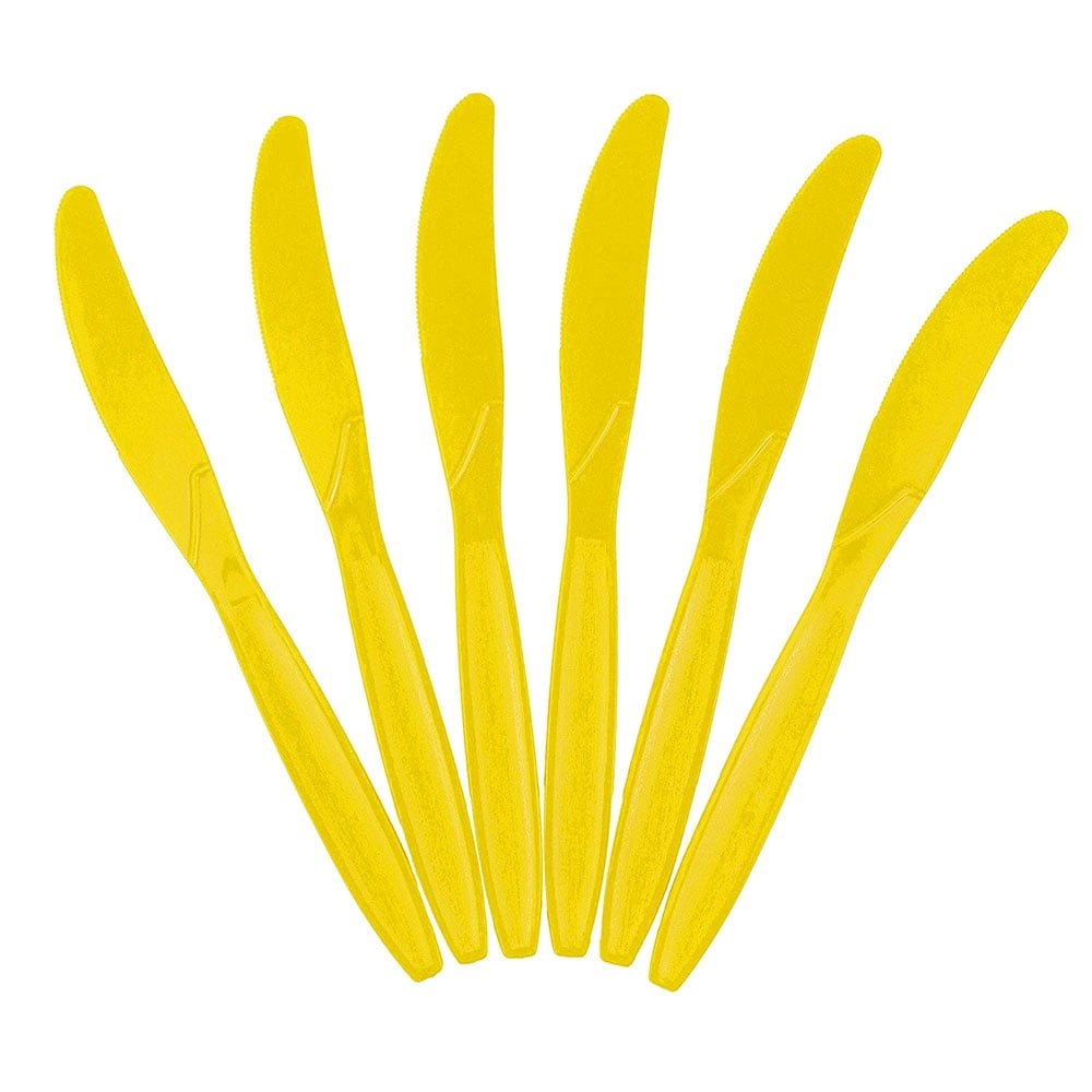 JAM Paper Premium Plastic Knives, Yellow, 7in, 100 per Pack