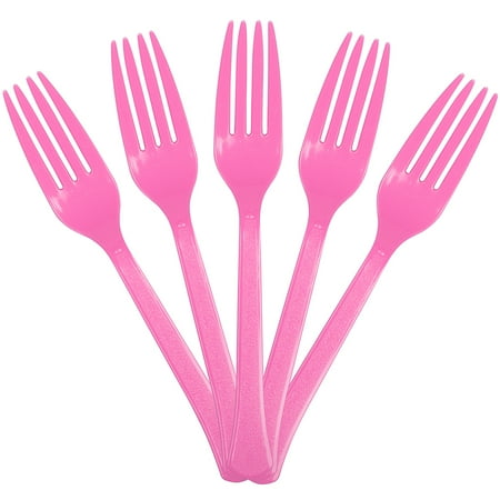 JAM Paper Premium Utensils Party Pack, Plastic Forks, Fuchsia Pink, 50 Disposable Forks/Pack