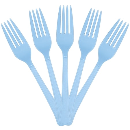 JAM Paper Premium Utensils Party Pack, Plastic Forks, Light Blue, 50 Disposable Forks/Pack