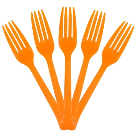 JAM Paper Premium Utensils Party Pack, Plastic Forks, Orange, 50 Disposable Forks/Pack