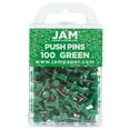 thumbnail image 1 of JAM Paper Push Pins, Green, 100/Pack, 1 of 6