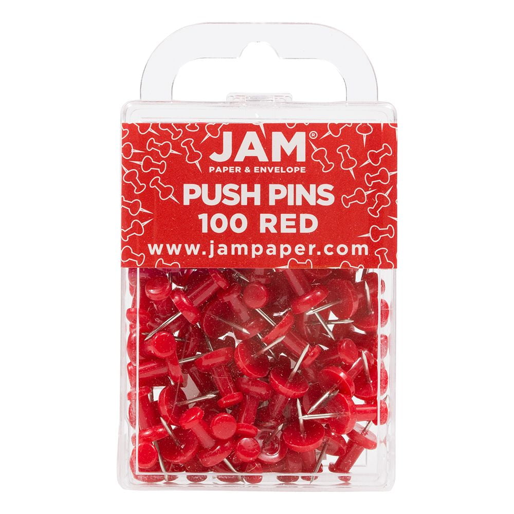 JAM Paper & Envelope Push Pins, Red, 2 Packs of 100