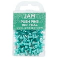 thumbnail image 1 of JAM Paper Push Pins, Teal Blue, 1 inch, 100/Pack, 1 of 6