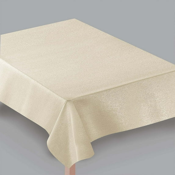 JAM Paper Rectangular Premium Fabric Table Cover, 60 x 84 inch, Metallic Golden Ivory , 1 Tablecloth/Pack