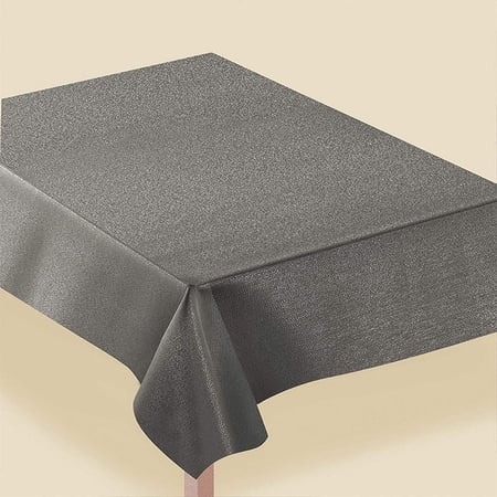 JAM Paper Rectangular Premium Fabric Table Cover, 60 x 84 inch, Metallic Pewter Grey, 1 Tablecloth/Pack