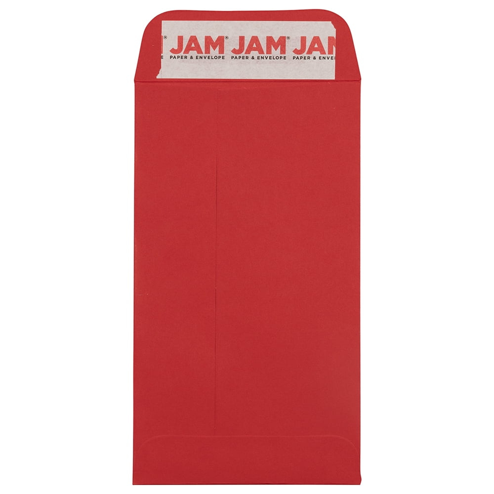 JAM Paper Red 5.5 Coin Peel and Seal Business Envelopes, 3-1/8" x 5-1/2", Bulk 500 Per Box