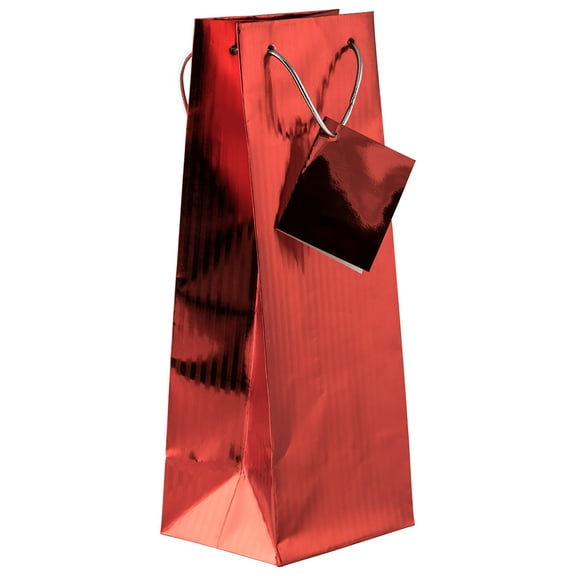 JAM Paper Red Foil Pinstripe Wine Gift Bags, 5 x 3 1/2 x 13, Sold Individually