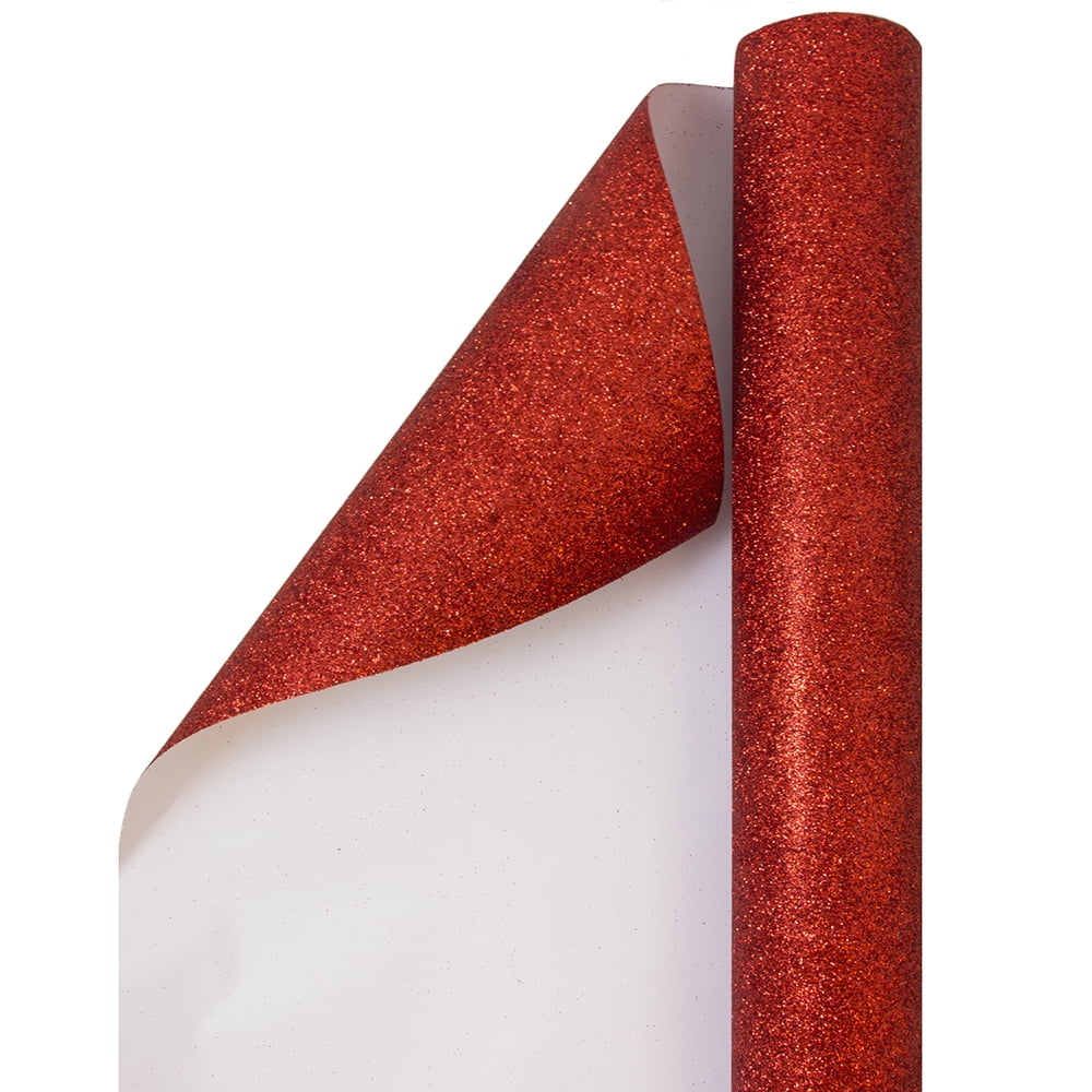 Jam Paper Wrapping Paper, Glitter, 25 Sq ft, Red