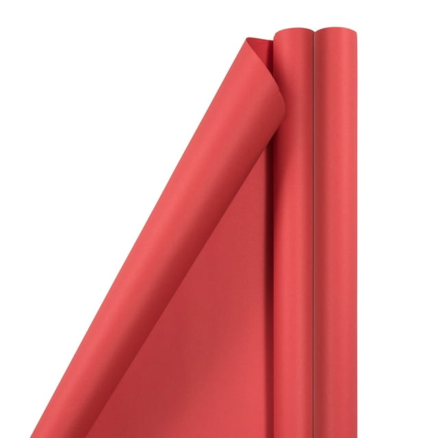 JAM Paper Red Paper Matte Gift Wrap Papers, (2 Rolls) 25.5 sq ft.