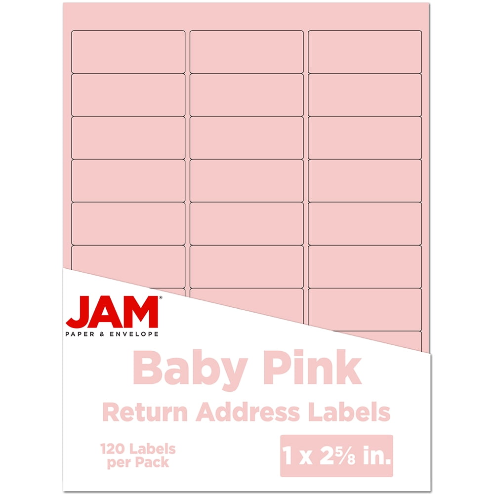 JAM PAPER & ENVELOPE JAM Paper Return Address Labels, 1 x 2 5/8, Baby Pink Pastel, 120 per Pack