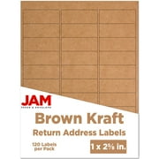 JAM Paper Return Address Labels, 1 x 2 5/8, Brown Kraft, 120 per Pack