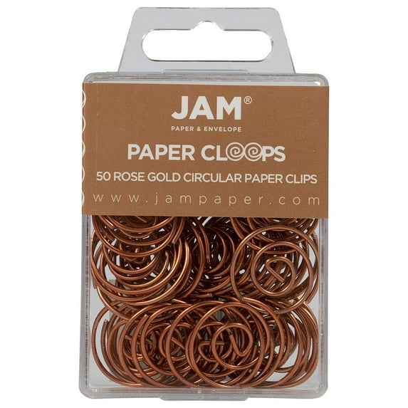 JAM Paper Round Paper Clips, Rose Gold, 1 in, 50/Pack