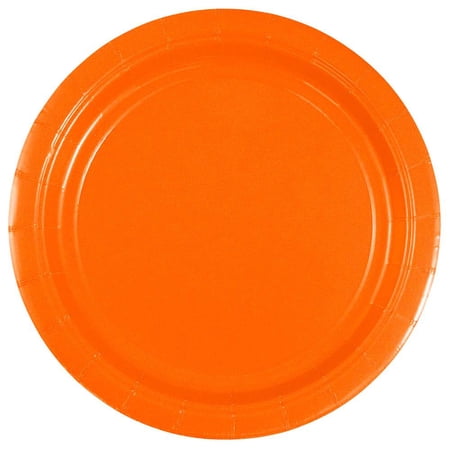 JAM Paper Round Paper Party Plates, Orange, 50 per Pack, Medium, 9"
