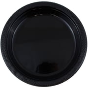JAM Paper Round Plastic Party Plates, Black, 20 per Pack, Small, 7"