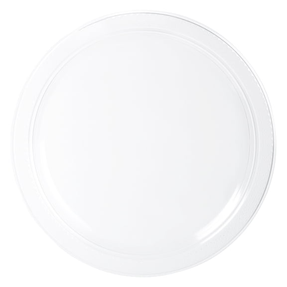 JAM Paper Round Plastic Party Plates, Clear, 20 per Pack, Medium, 9"