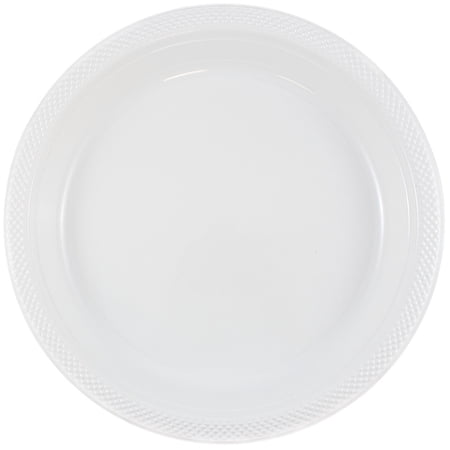 JAM Paper Round Plastic Party Plates, White, 20 per Pack, Medium, 9"