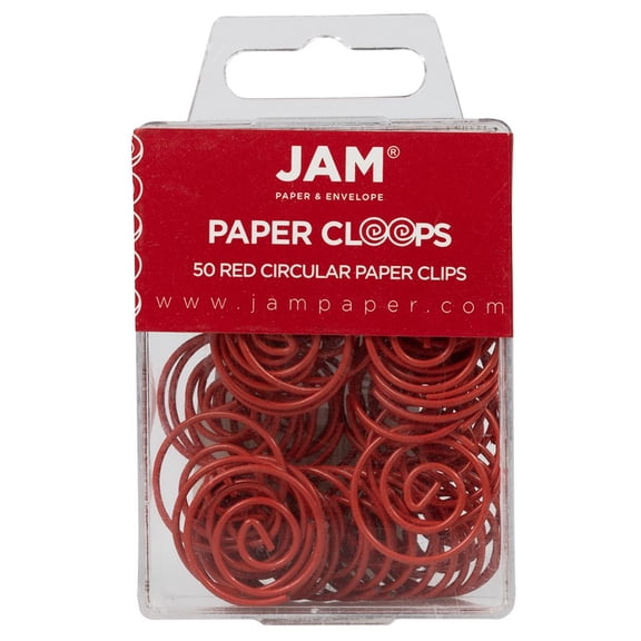 JAM Paper Round Red Paper Clips, 1 in, Medium, 50/Pack
