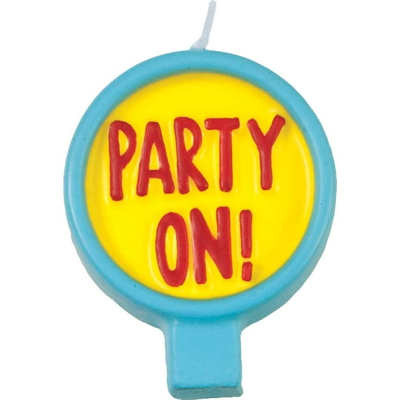 JAM Paper® Rounded Message Candles, ' Party On! ' Round Birthday Candle, 2 1/2" x 1 3/4", Sold Individually