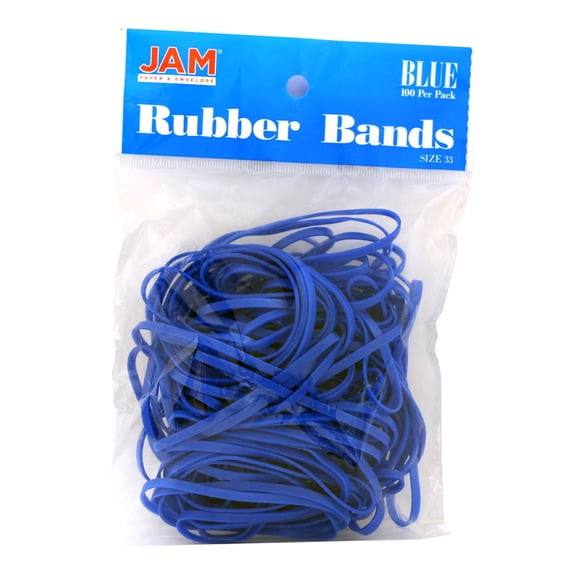 JAM Paper Rubber Bands, Size 33, Blue Rubber Bands, 100/Pack