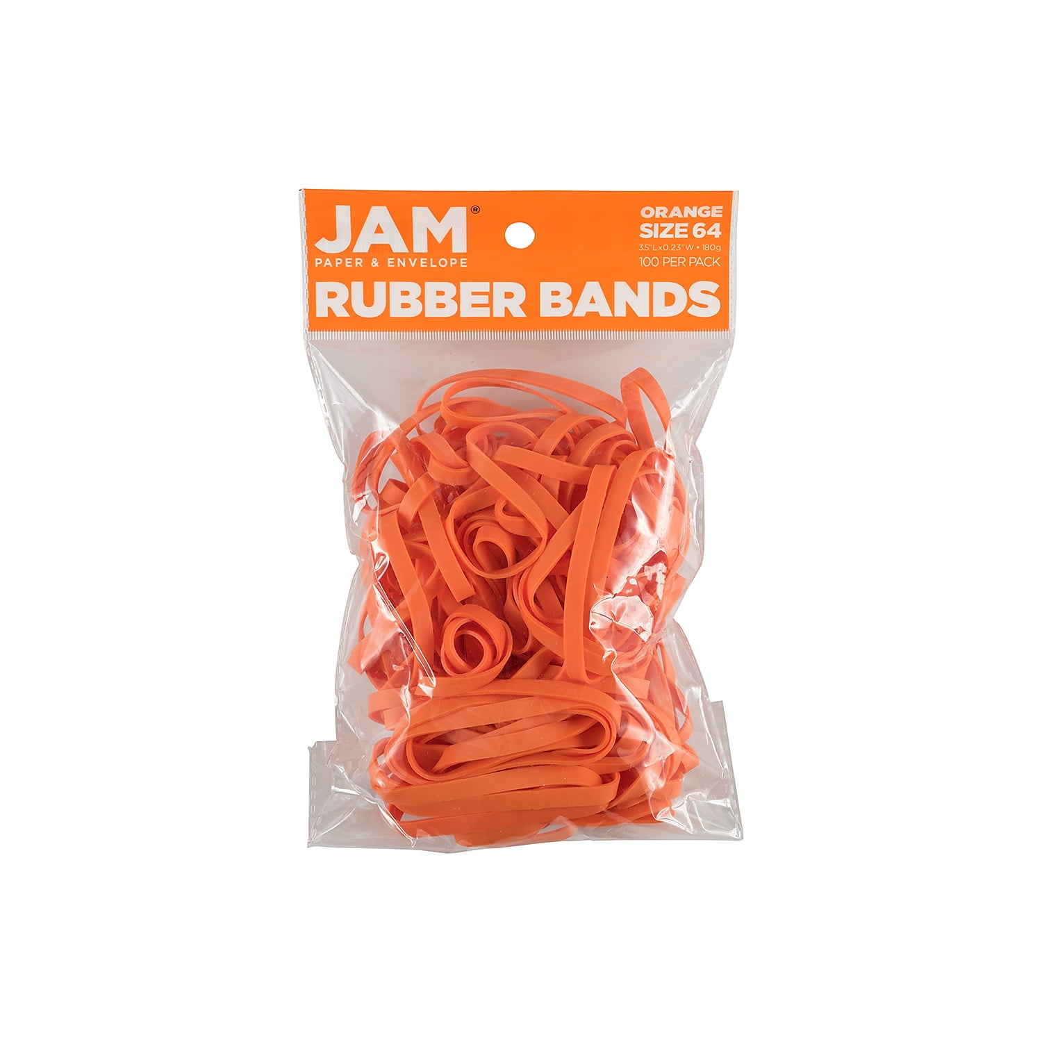 JAM Paper Rubber Bands Size 64 Orange 100/Pack (33364RBor) 33364RBOR