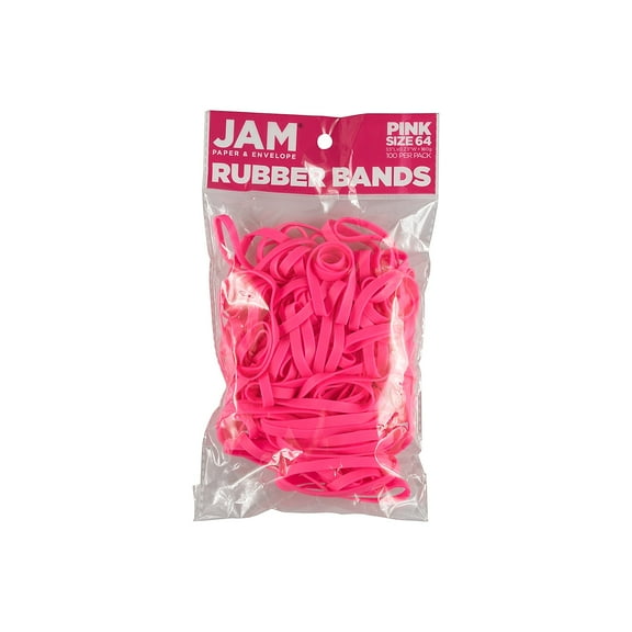 JAM Paper Rubber Bands Size 64 Pink 100/Pack (33364RBpi) 33364RBPI