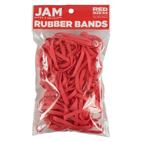 JAM Paper Rubber Bands, Size 64, Red, 100 Per Pack