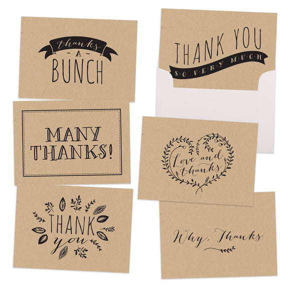 JAM Paper Rustic Design Blank Thank You Greeting Cards /w Envelopes 3.5" x 4.87" 36/Pack