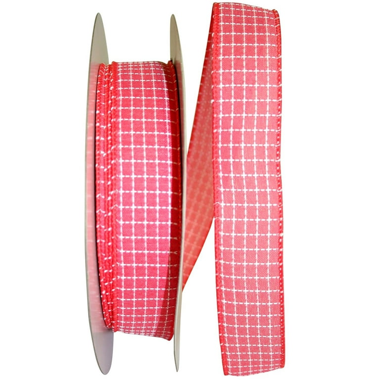 Red Gingham with Black Edge 1 1/2 inch x 10 Yards Ribbon - by Jam Paper